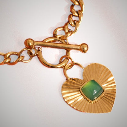 Green Heart Chain Necklace