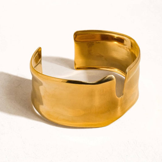 Gold Non-Tarnish Abstract Bold Bangle