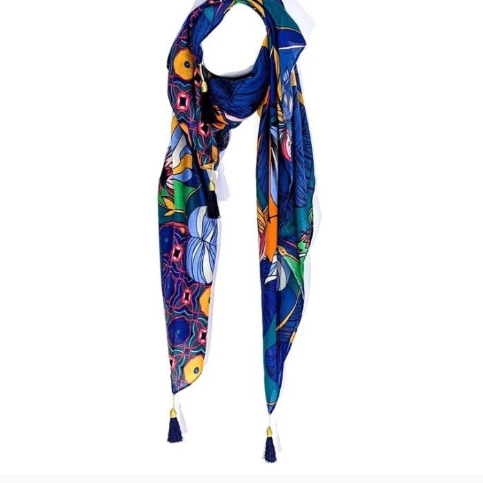 Blue print light weight scarf