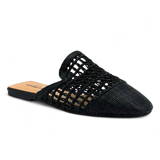 Black Woven Flat Mule