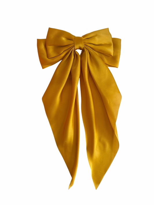Large Yellow Satin Hair Bow