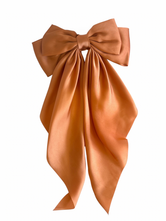Large Gold Satin Hair Bow