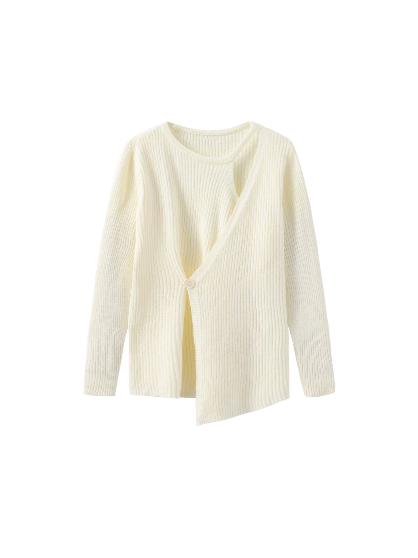 Cream Crossover Ribbed Knit Jumper