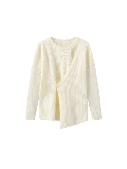 Cream Crossover Ribbed Knit Jumper