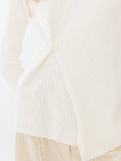 Cream Crossover Ribbed Knit Jumper