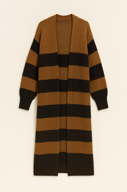 Long Camel Wool Mix Cardigan