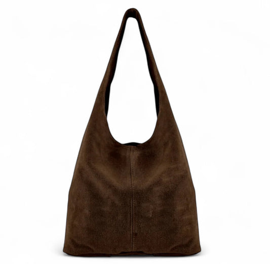 Chocolate Brown Suede Hobo Bag