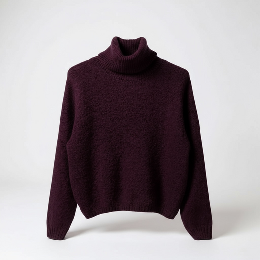 Plum Slouch Roll Neck Jumper