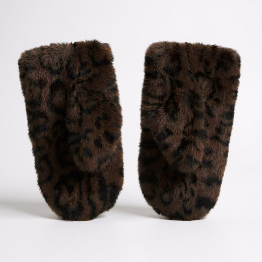 Leopard Faux Fur Mitten