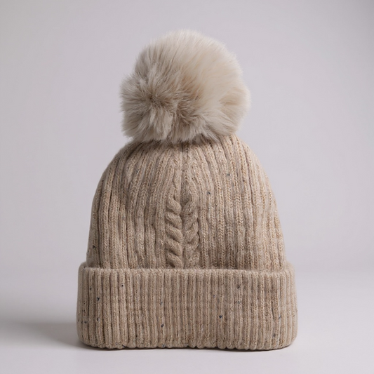 Beige Sparkle Fleece Lined Beanie