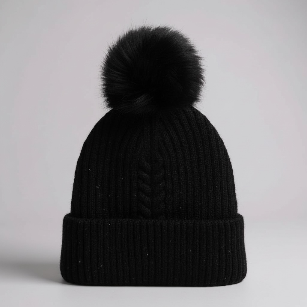 Black Sparkle Fleece Lined Beanie