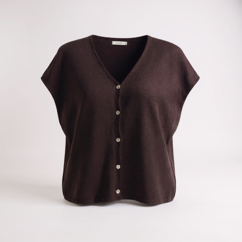 Brown Short Sleeve Cardigan
