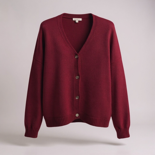 Burgundy Button Front Slouchy Cardi