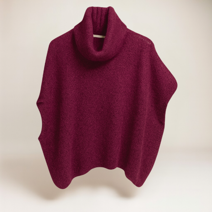 Bordeaux Alpaca Mix Slouch Roll Kneck