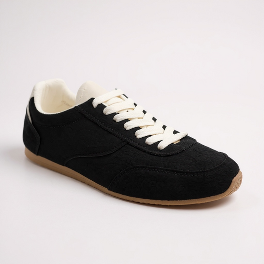 Black Suedette Lace Up Trainer
