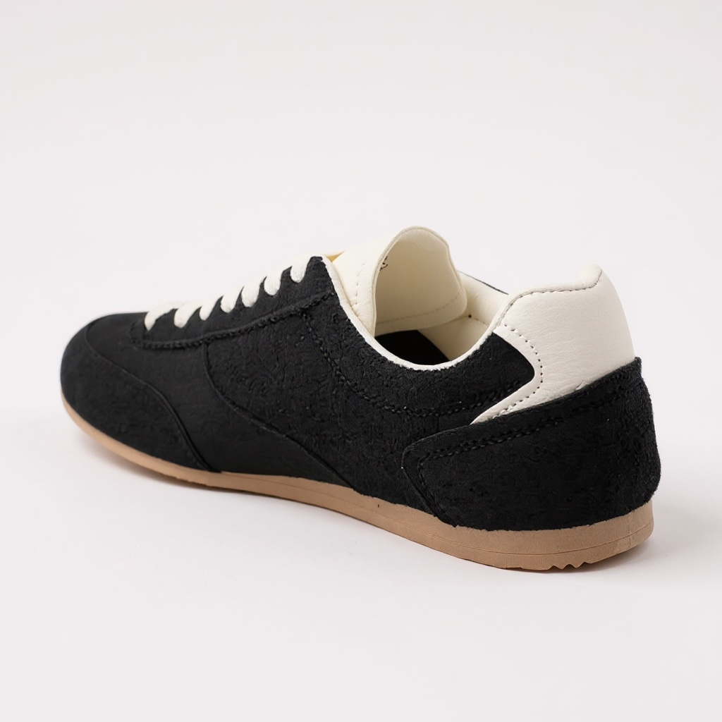 Black Suedette Lace Up Trainer