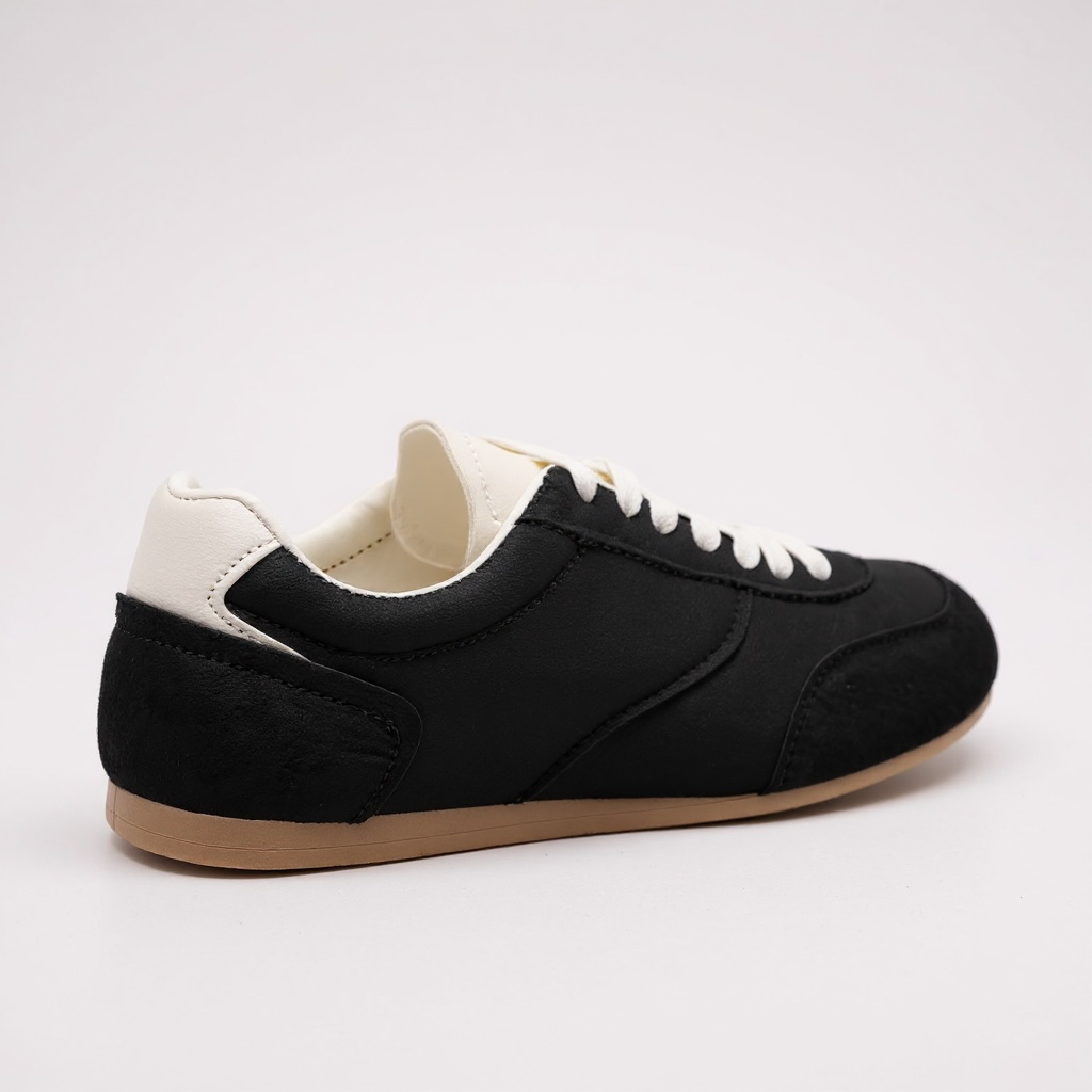 Black Suedette Lace Up Trainer