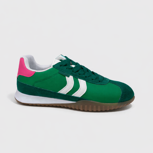 Green and Pink Lace Up Trainer