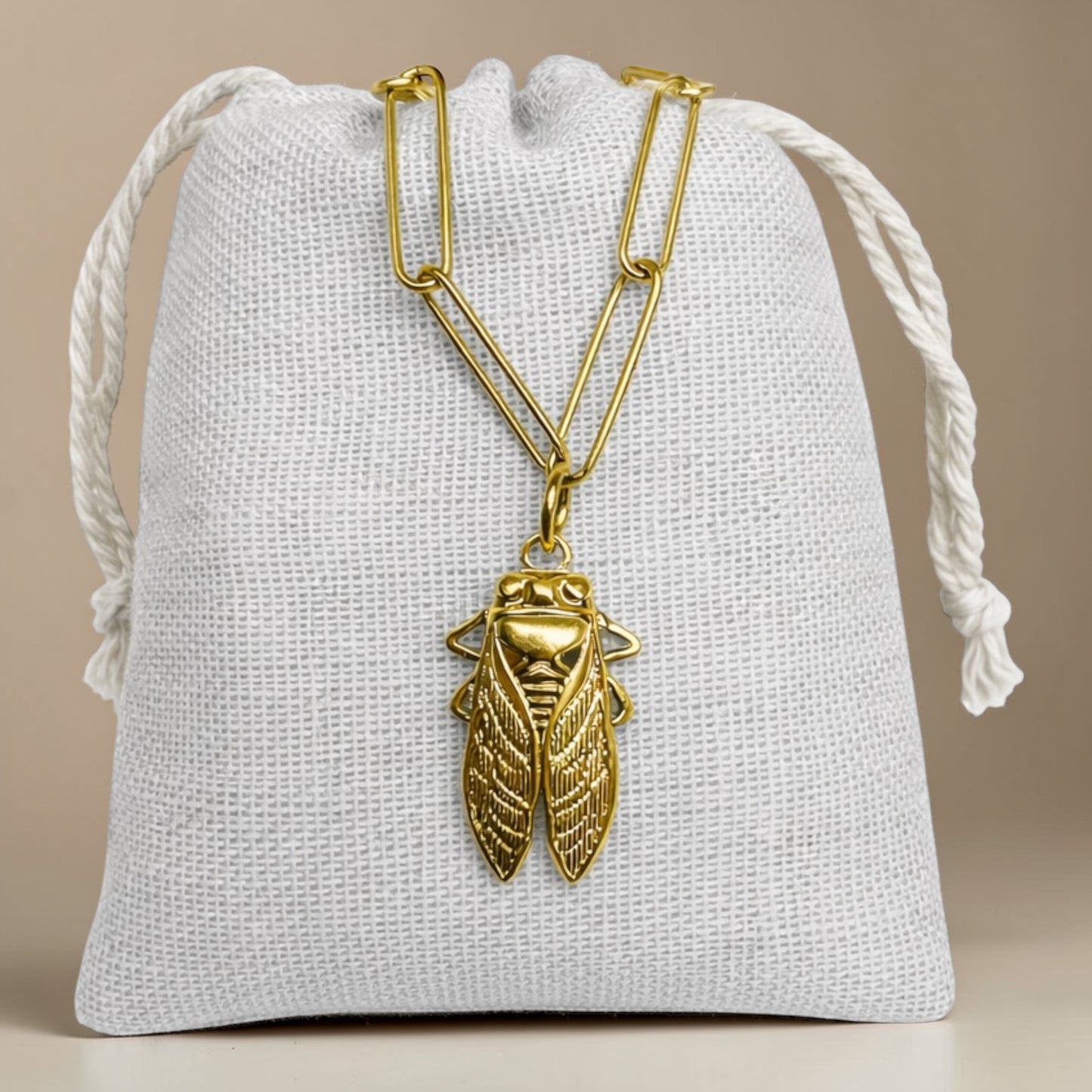 Golden Beetle Necklace