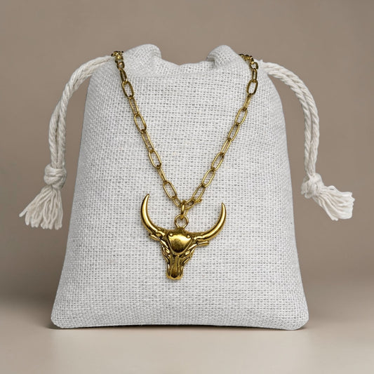 Gold Bulls Head Necklace