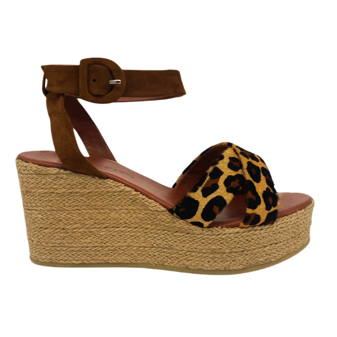 Leopard Wide Fit Wedge Sandal