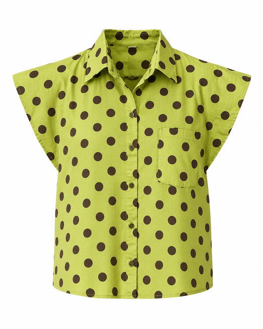 Green and Brown Polka Dot Shirt