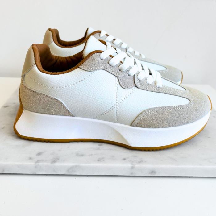 Neutral Mix Lace Up Trainer