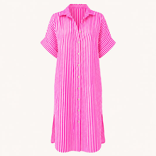 Bright Pink Cotton Shirt Dress
