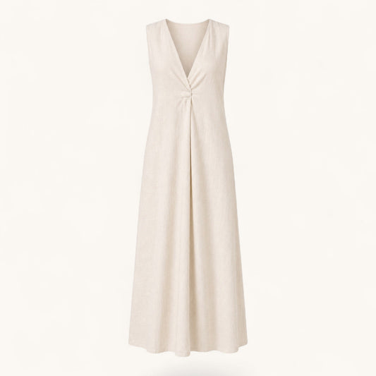 Natural Midaxi Linen Blend Dress
