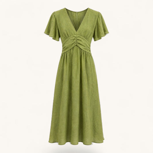 Dark Green Elastic Back Dress