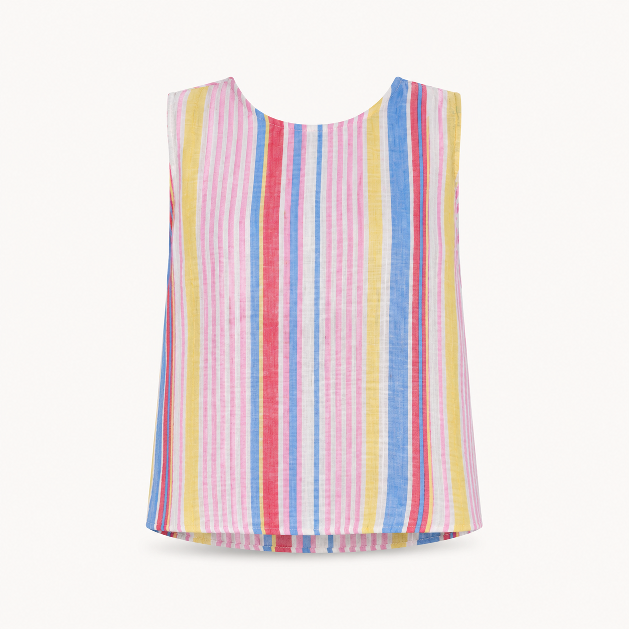 Pastel Stripe Cotton Top with Pleat Back
