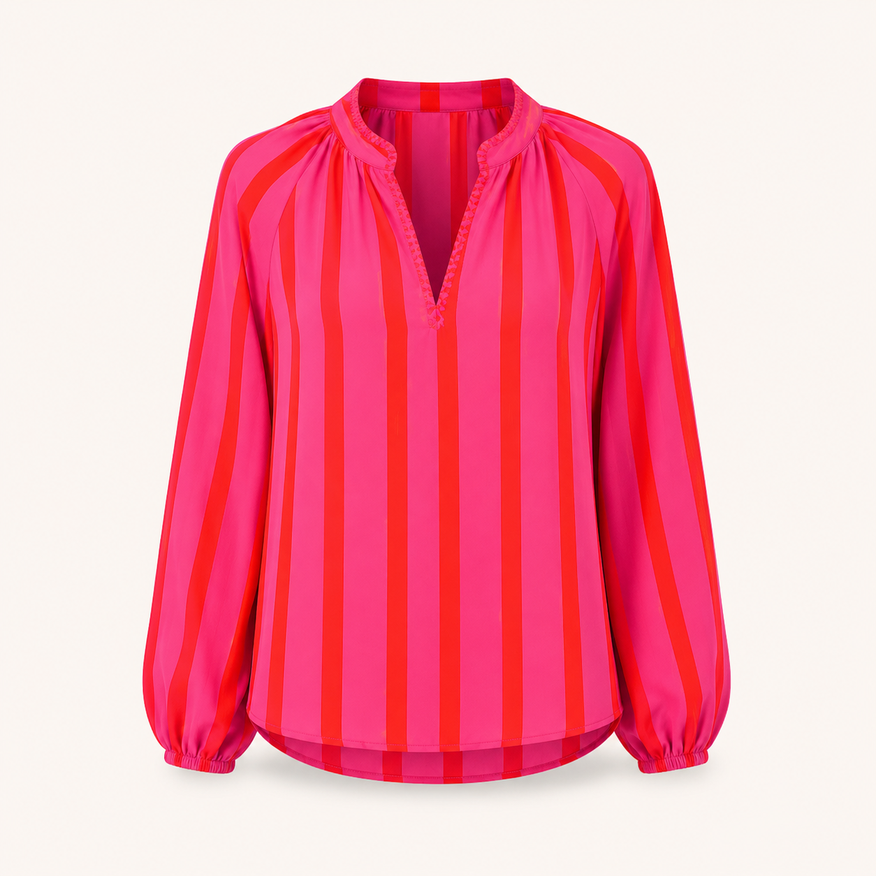 Pink Stripe with Contrast Stitch Cotton Over Shirt