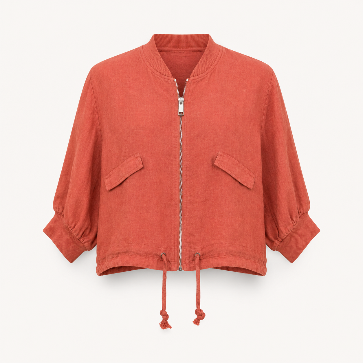 Rust Linen Bomber Jacket
