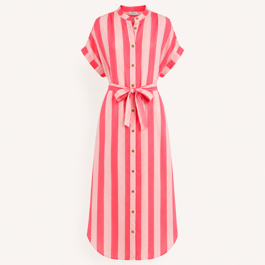 Pink Stripe Shirt Dress
