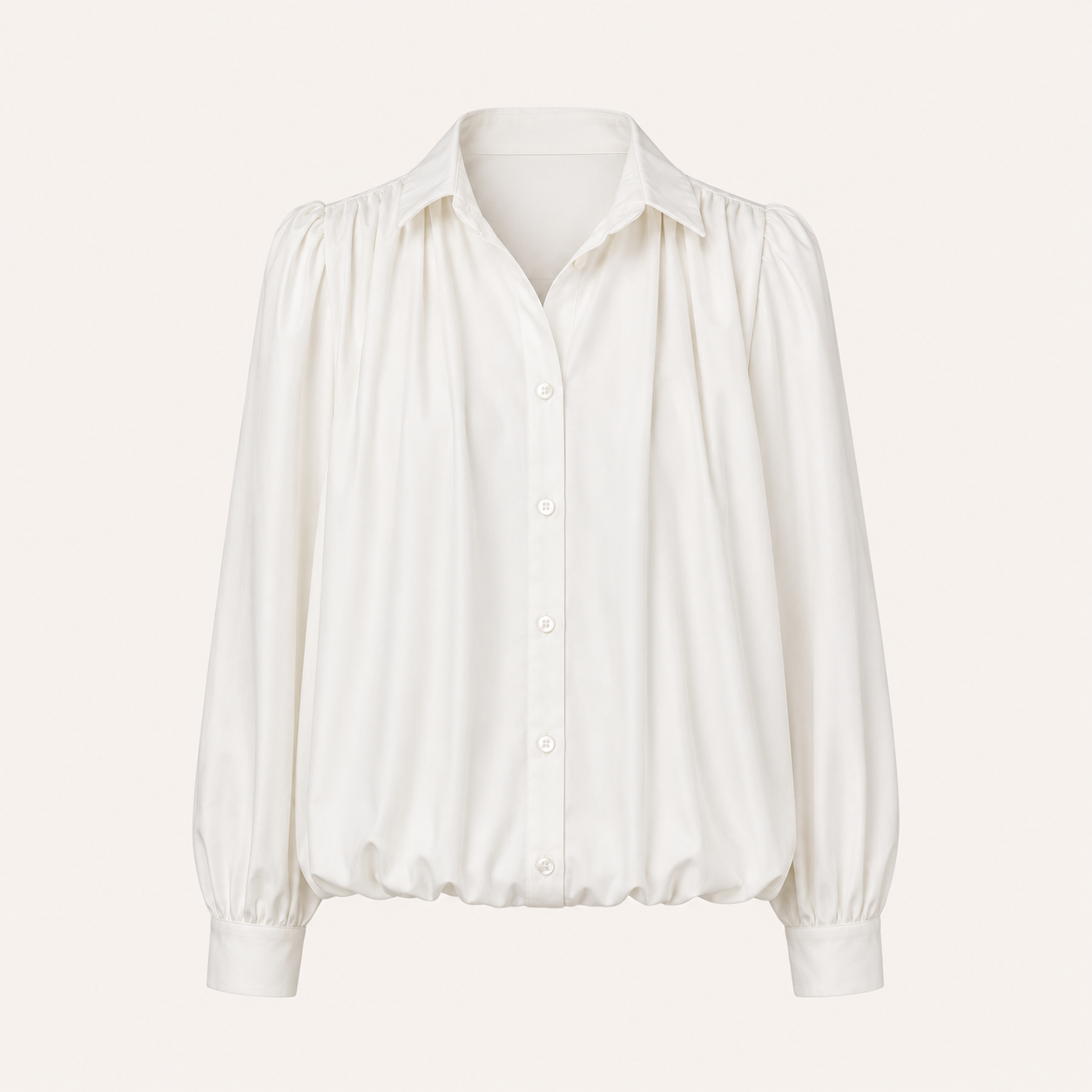 White Gathered Detail Shirt