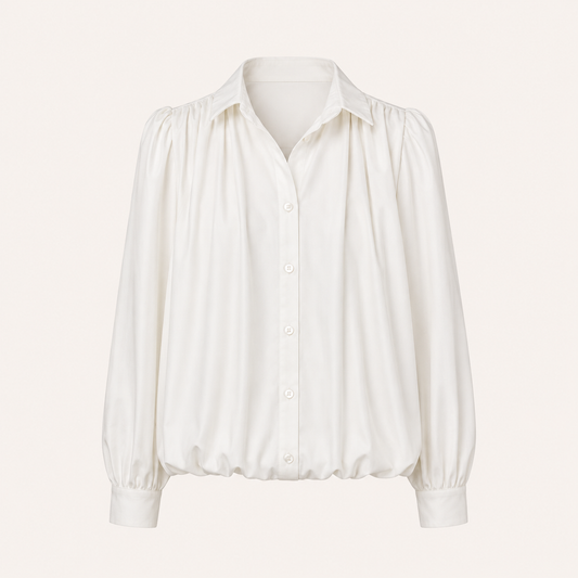 White Gathered Detail Shirt