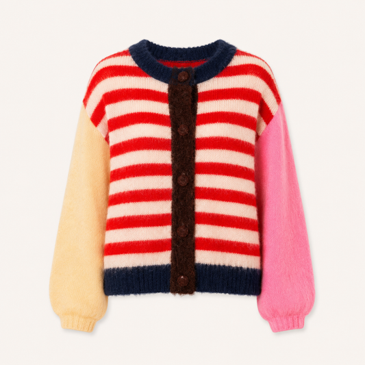 Red Multi Stripe Extra Fluffy Cardi