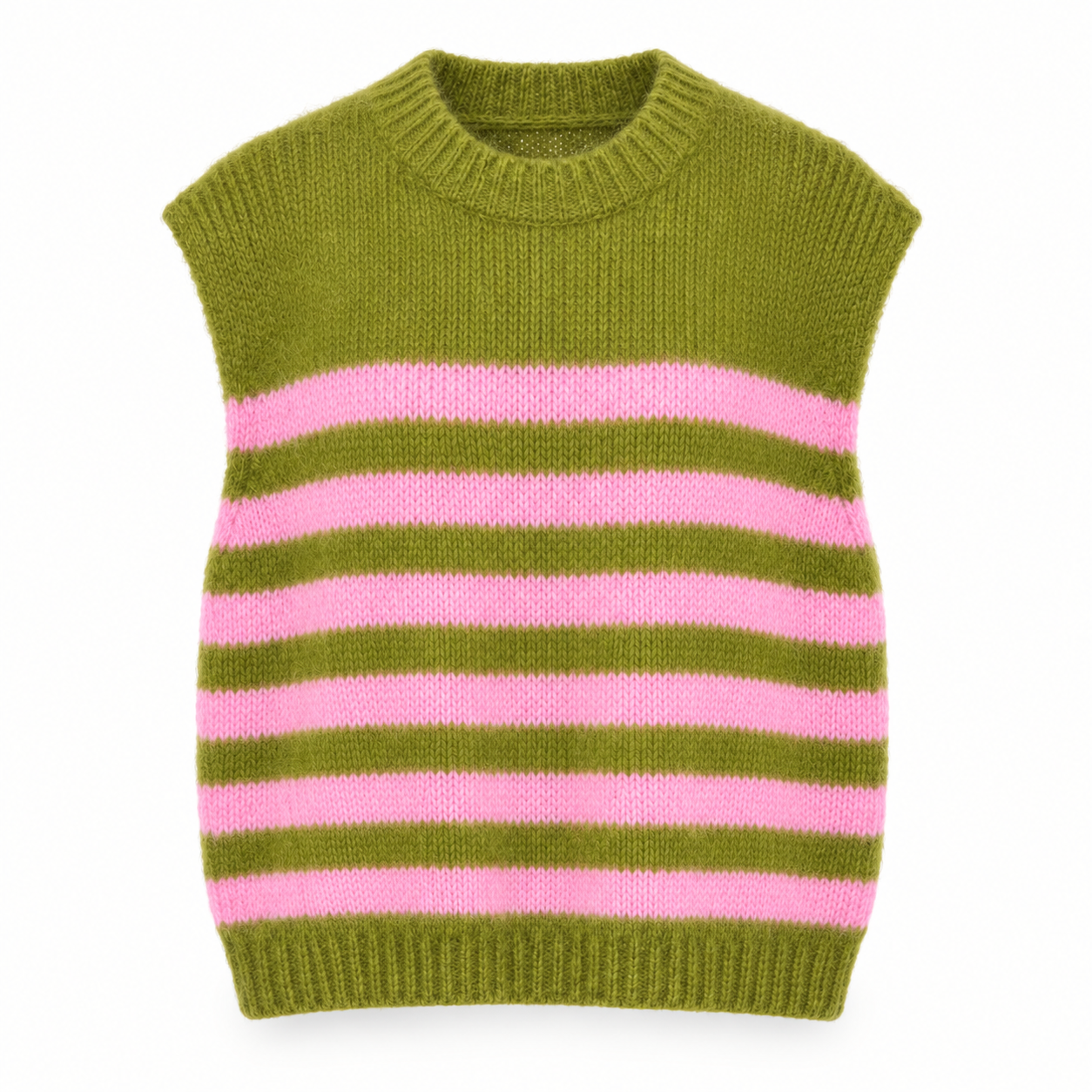 Green with Pink Stripe Tie Back Tank Top