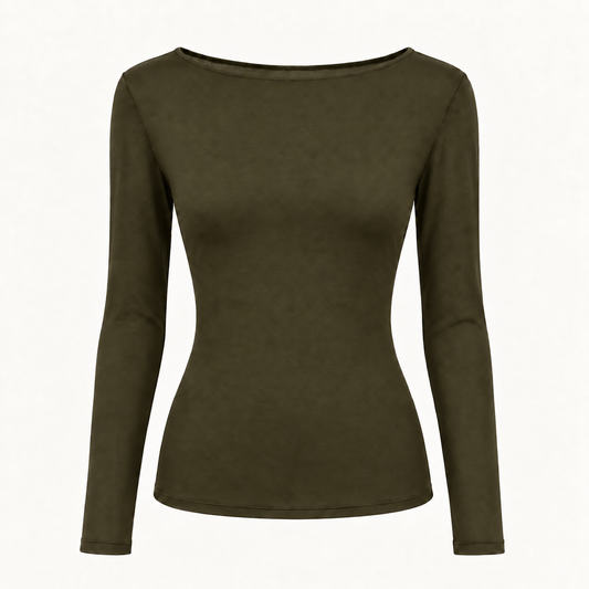 Khaki Cashmere Blend Layering Top