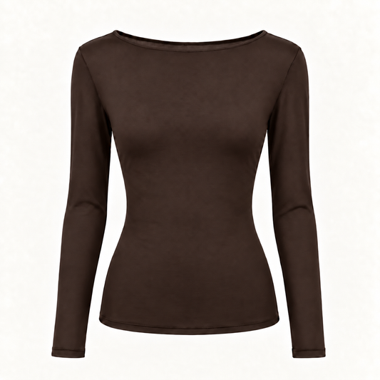 Brown Cashmere Blend Layering T-shirt