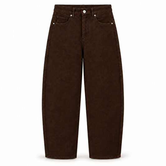 Brown Stretch High Waist Balloon Jeans
