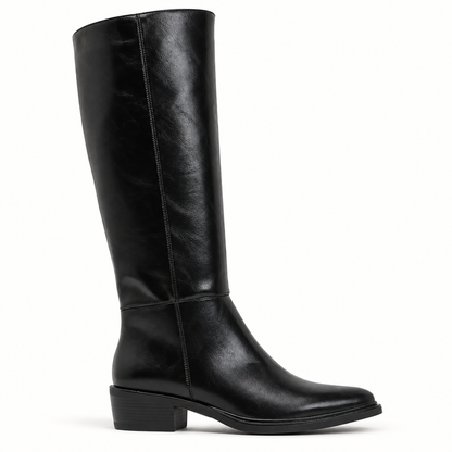 Black Western Heel Knee Boot