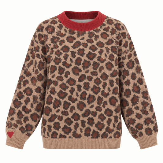 Leopard Knit Long Sleeve Jumper