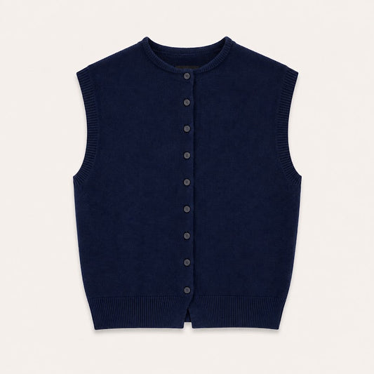 Navy Button Knit Tank Top
