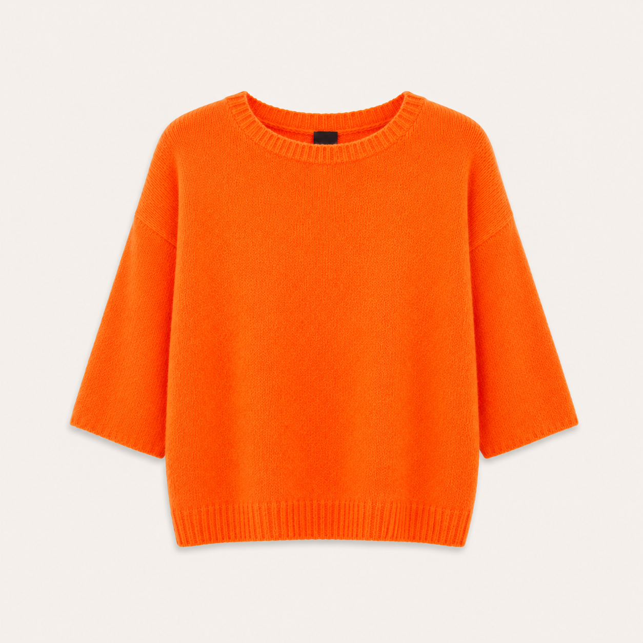 Bright Orange Boat Neck 3/4 Sleeve Knit Jumper