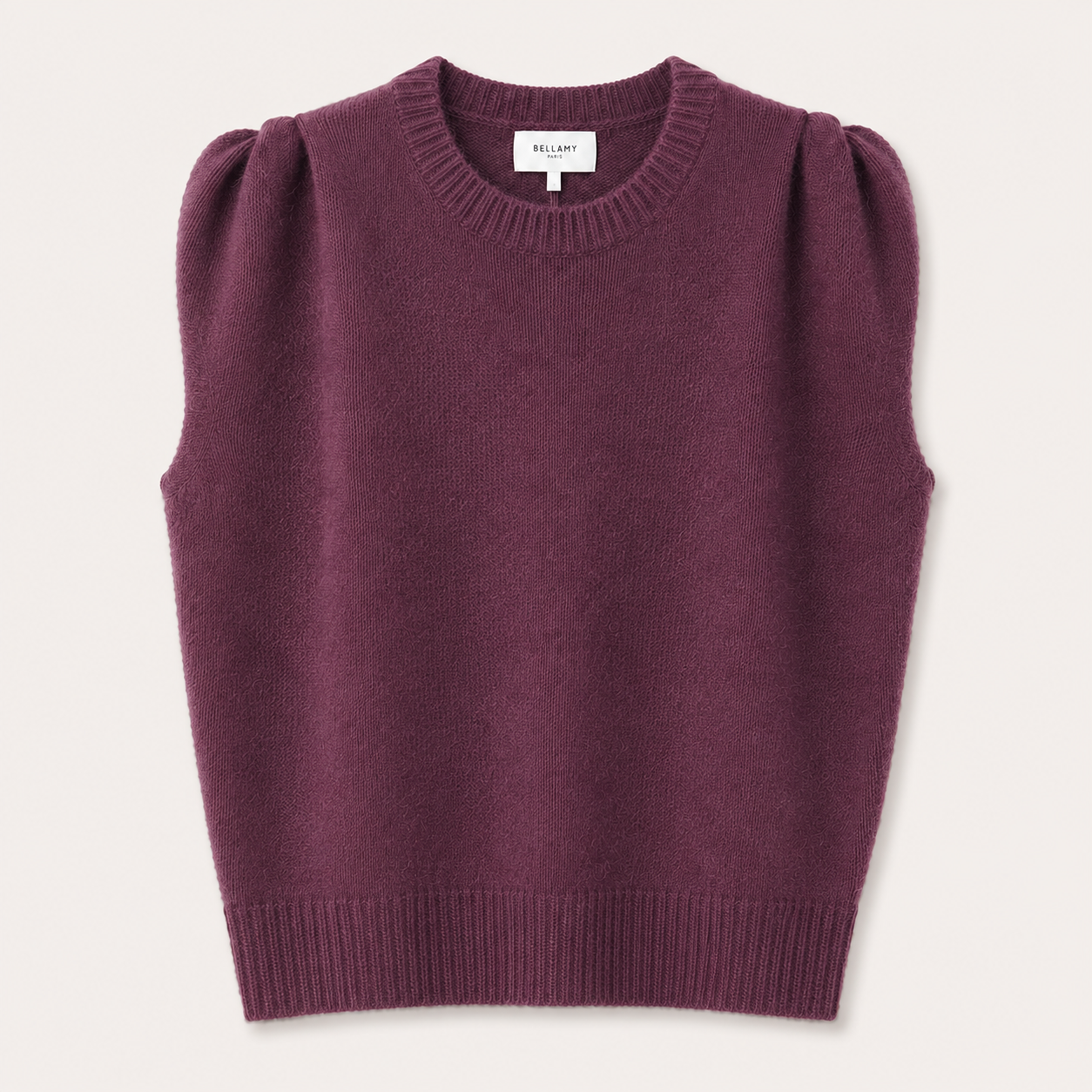Plum Alpaca Mix Gathered Shoulder Top