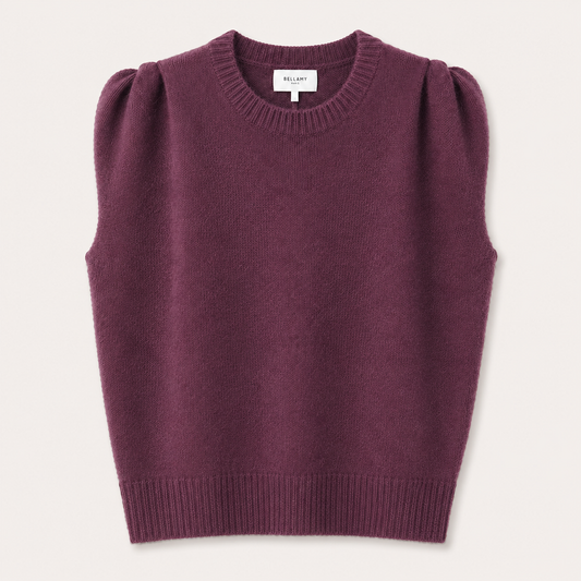 Plum Alpaca Mix Gathered Shoulder Top