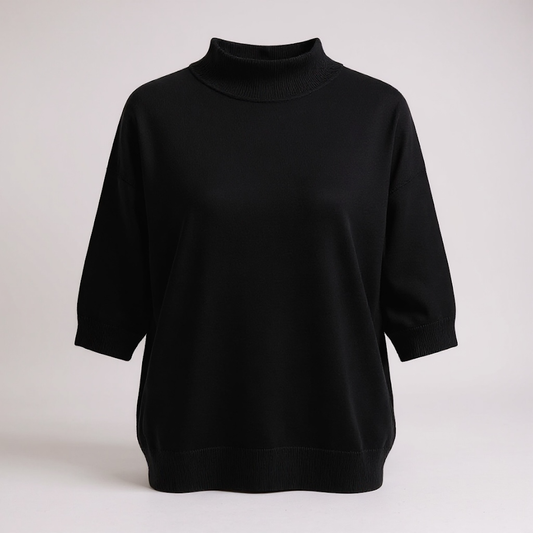 Black Turtle Neck 3/4 Sleeve Jumper