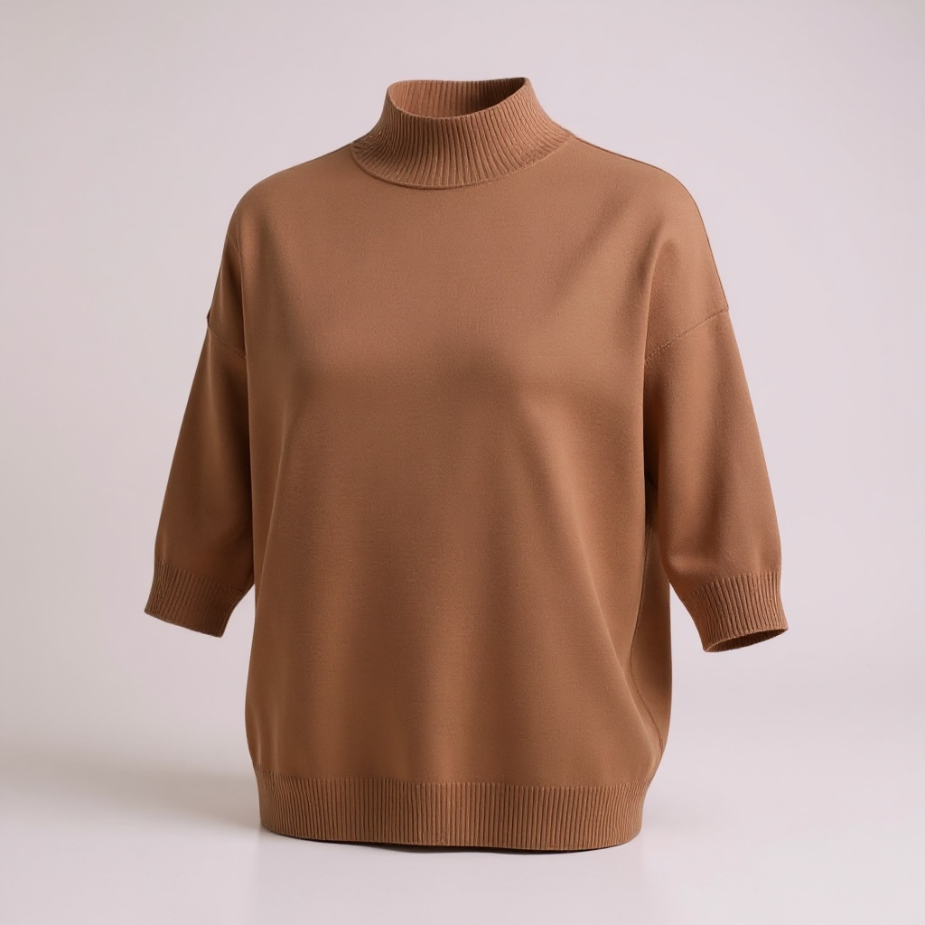 Camel Turtle Neck 3/4 Sleeve Jumper