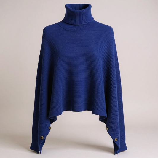 Royal Blue Button Sleeve Jumper/Cape